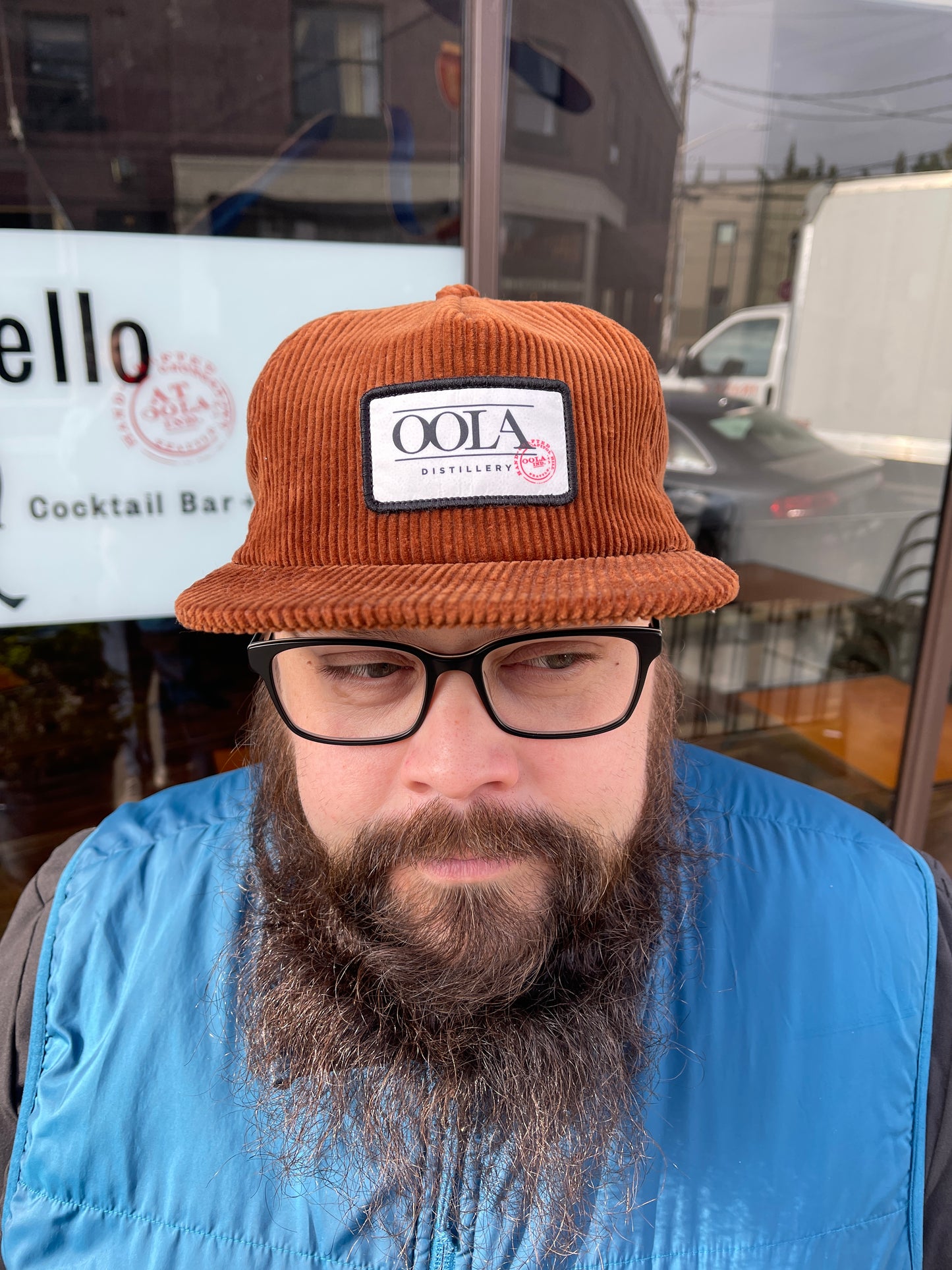 Rust Corduroy Flat Billed Hat