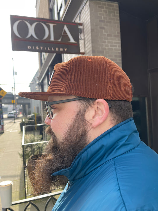 Rust Corduroy Flat Billed Hat