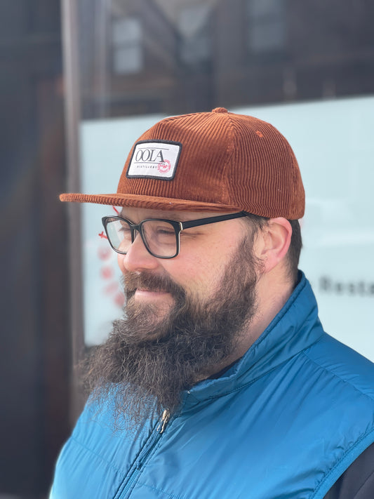 Rust Corduroy Flat Billed Hat